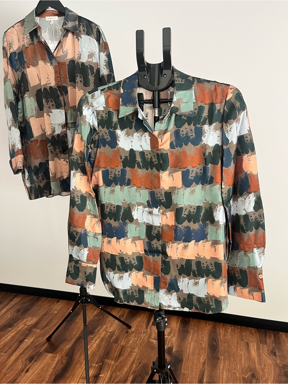 Lafayette 148 New York Multicolor Brushstroke Button-Down Shirt